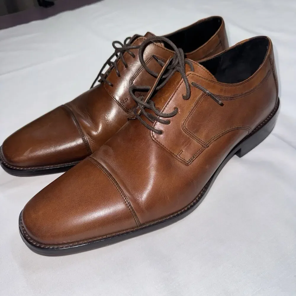 Johnston & Murphy Novick brown cap toe oxford shoes Brown Leather Size 14 M